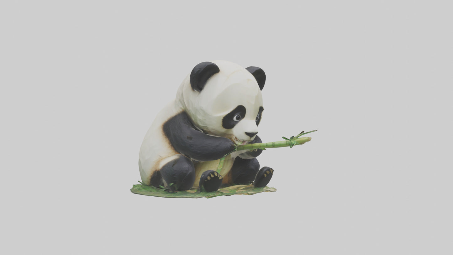 3D model Panda chewing bamboo model VR / AR / low-poly