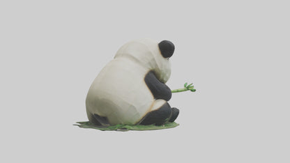 3D model Panda chewing bamboo model VR / AR / low-poly
