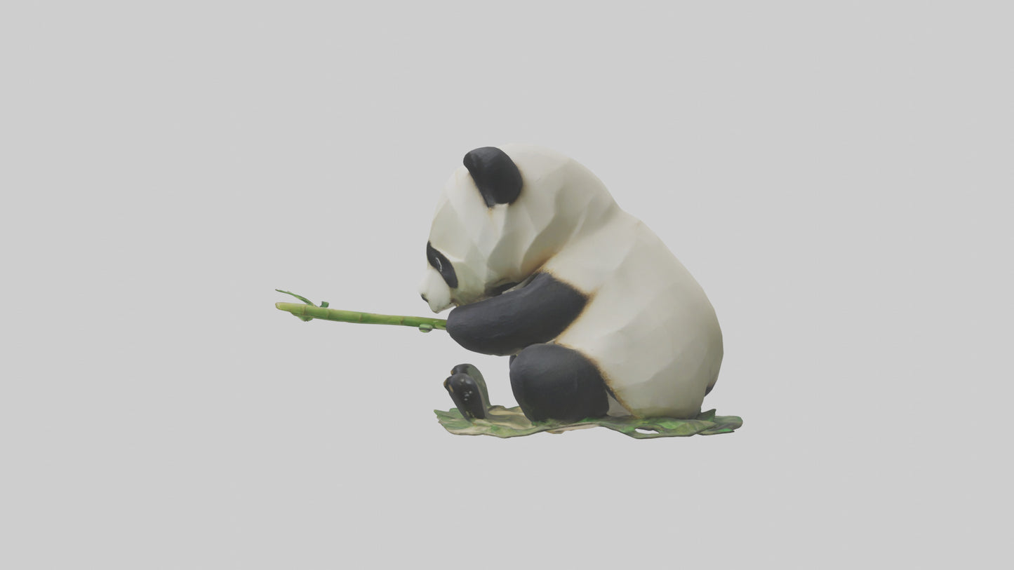 3D model Panda chewing bamboo model VR / AR / low-poly