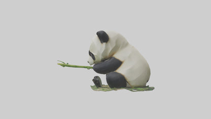 3D model Panda chewing bamboo model VR / AR / low-poly
