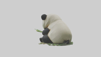 3D model Panda chewing bamboo model VR / AR / low-poly