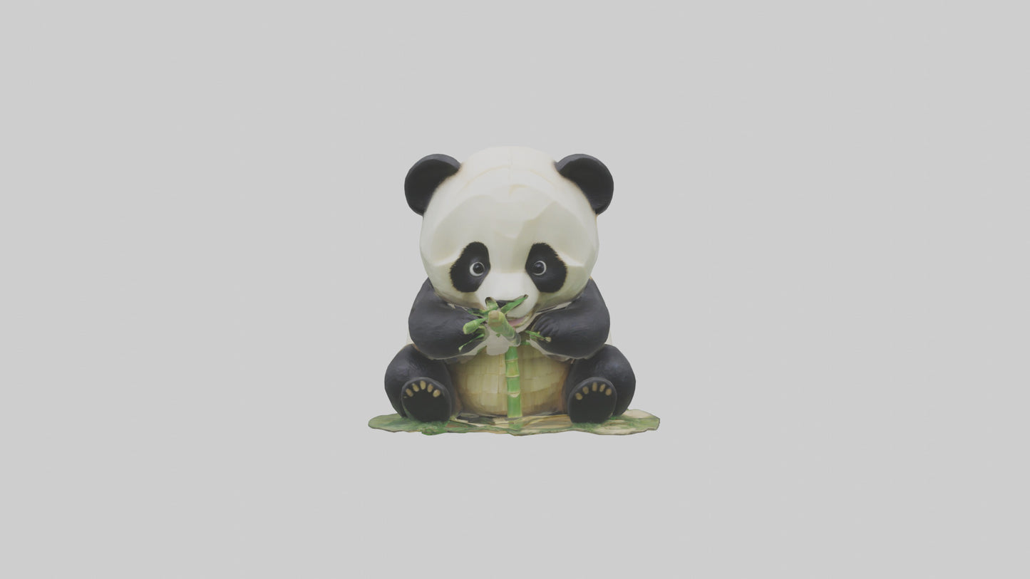 3D model Panda chewing bamboo model VR / AR / low-poly