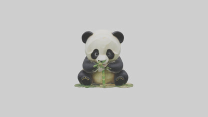 3D model Panda chewing bamboo model VR / AR / low-poly
