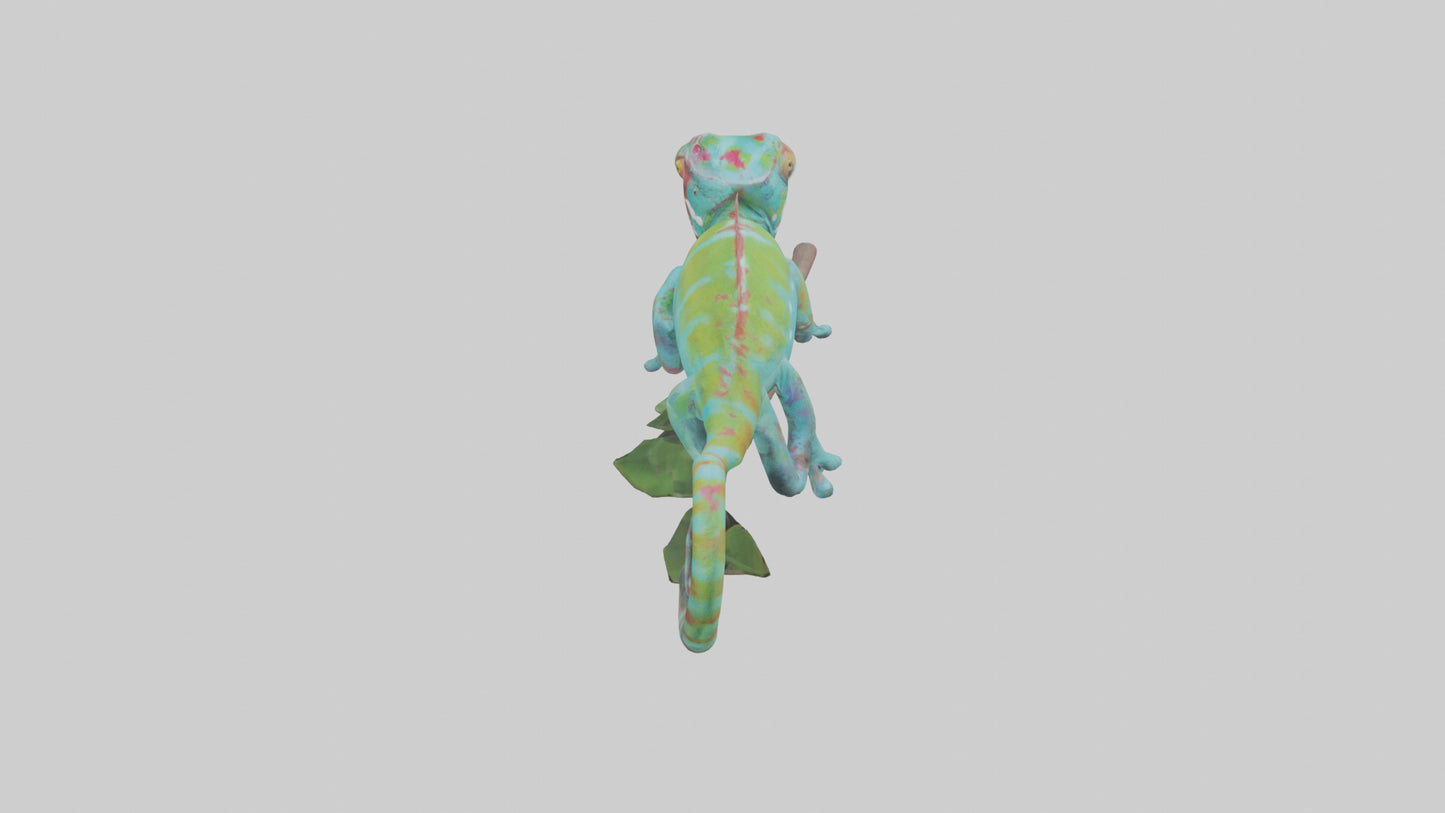 3D model Panther Chameleon climbing model VR / AR / low-poly
