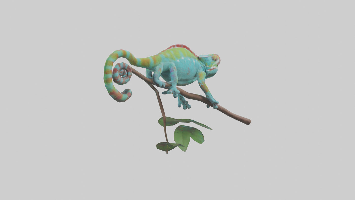 3D model Panther Chameleon climbing model VR / AR / low-poly