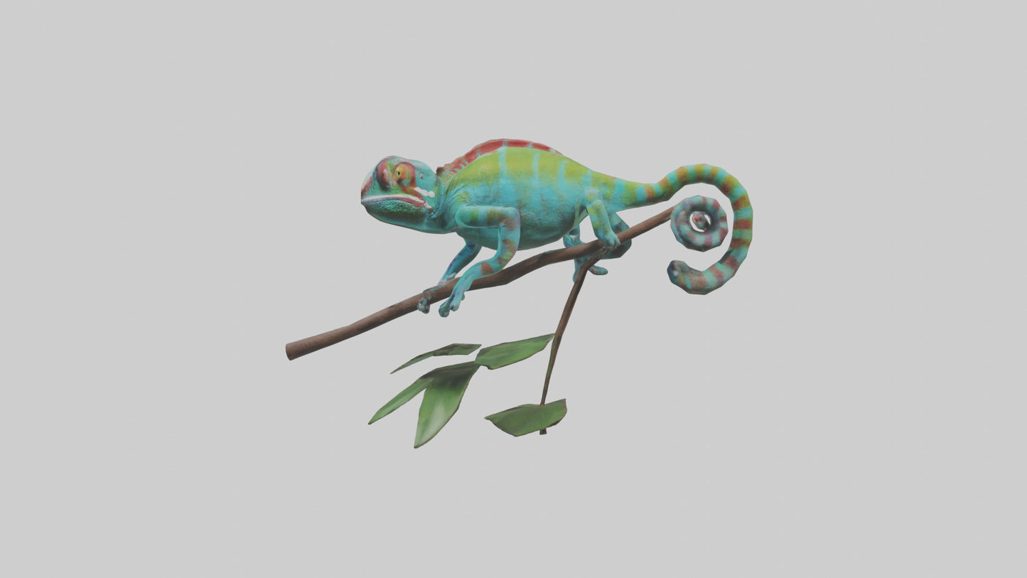 3D model Panther Chameleon climbing model VR / AR / low-poly
