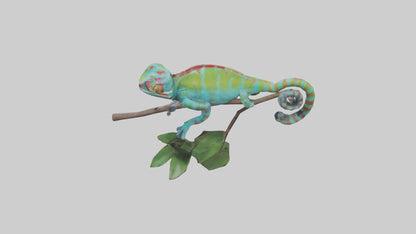 3D model Panther Chameleon climbing model VR / AR / low-poly