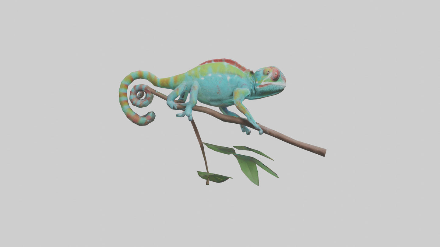 3D model Panther Chameleon climbing model VR / AR / low-poly
