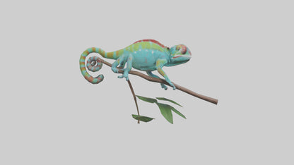 3D model Panther Chameleon climbing model VR / AR / low-poly