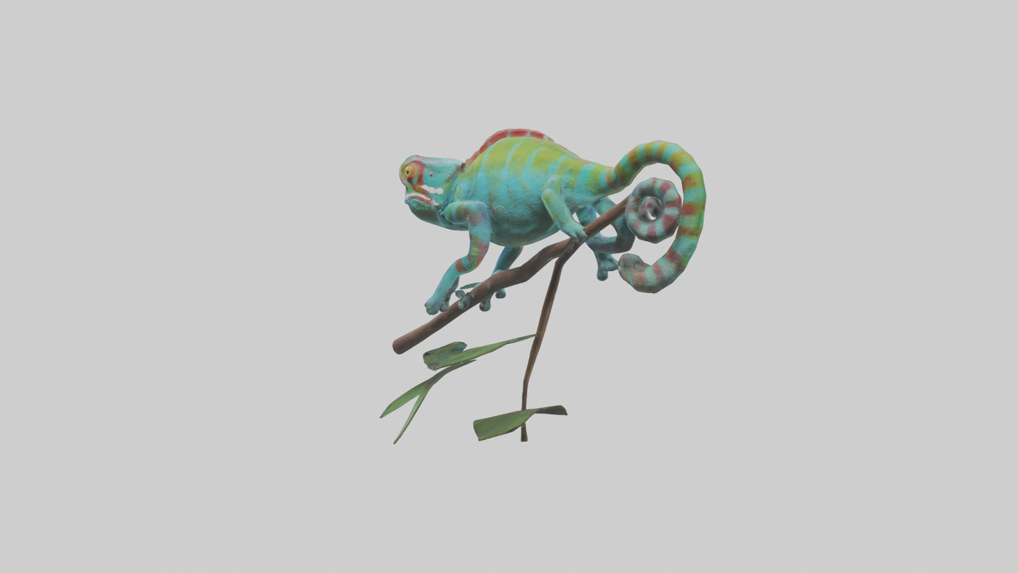 3D model Panther Chameleon climbing model VR / AR / low-poly