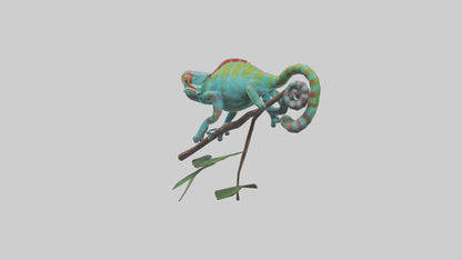 3D model Panther Chameleon climbing model VR / AR / low-poly