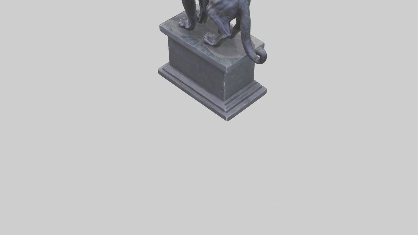 3D model Panther on pedestal statue model VR / AR / low-poly