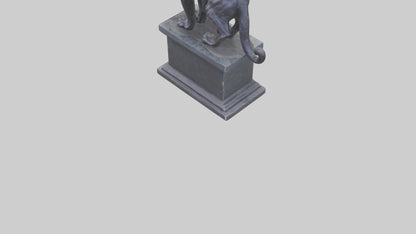 3D model Panther on pedestal statue model VR / AR / low-poly