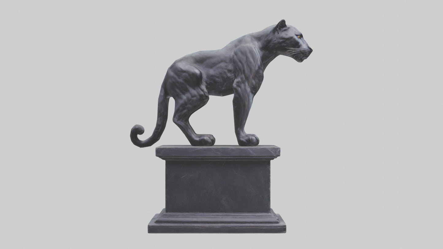 3D model Panther on pedestal statue model VR / AR / low-poly