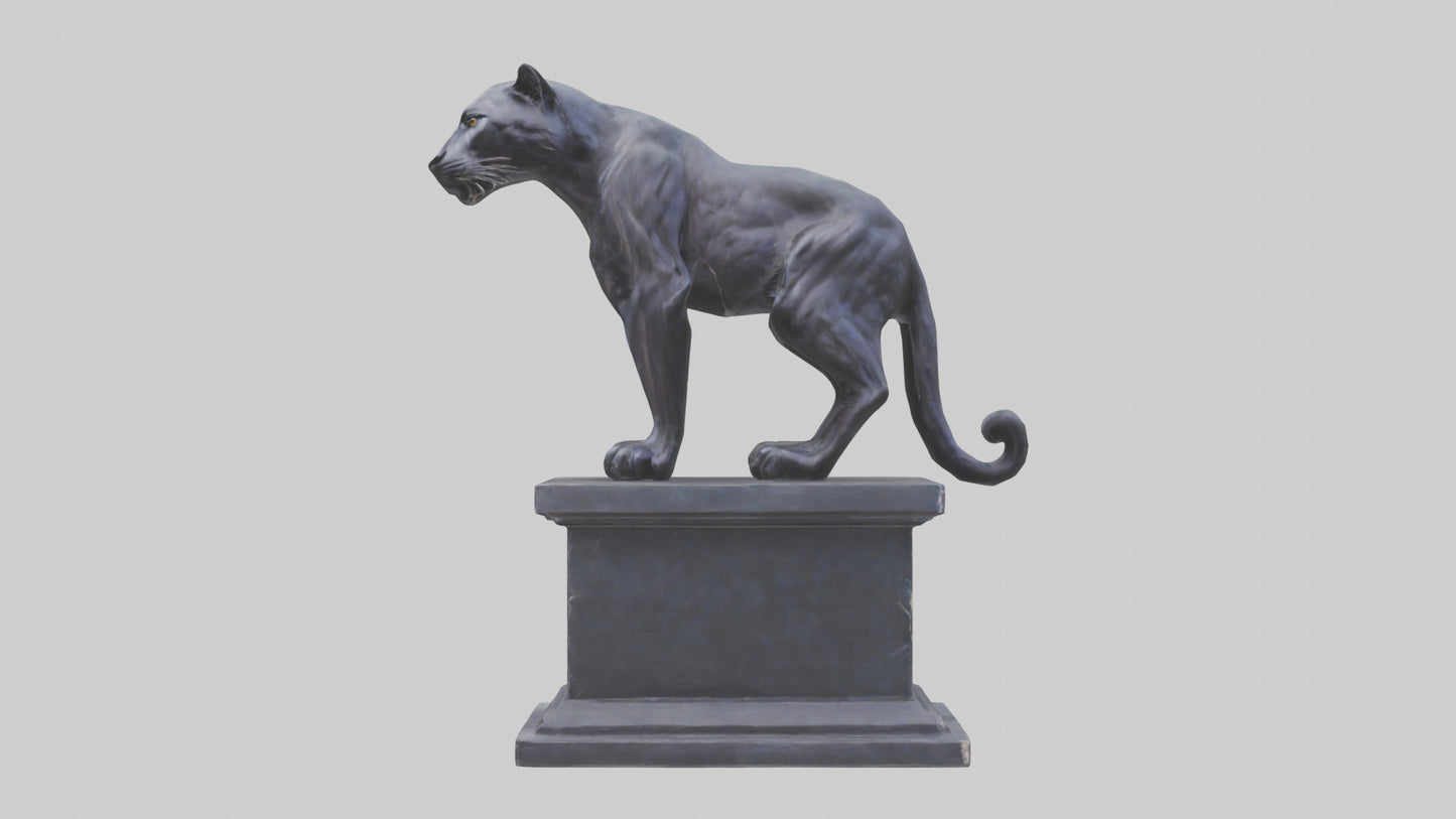 3D model Panther on pedestal statue model VR / AR / low-poly