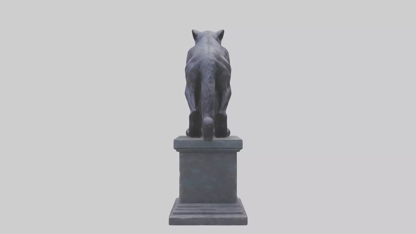 3D model Panther on pedestal statue model VR / AR / low-poly