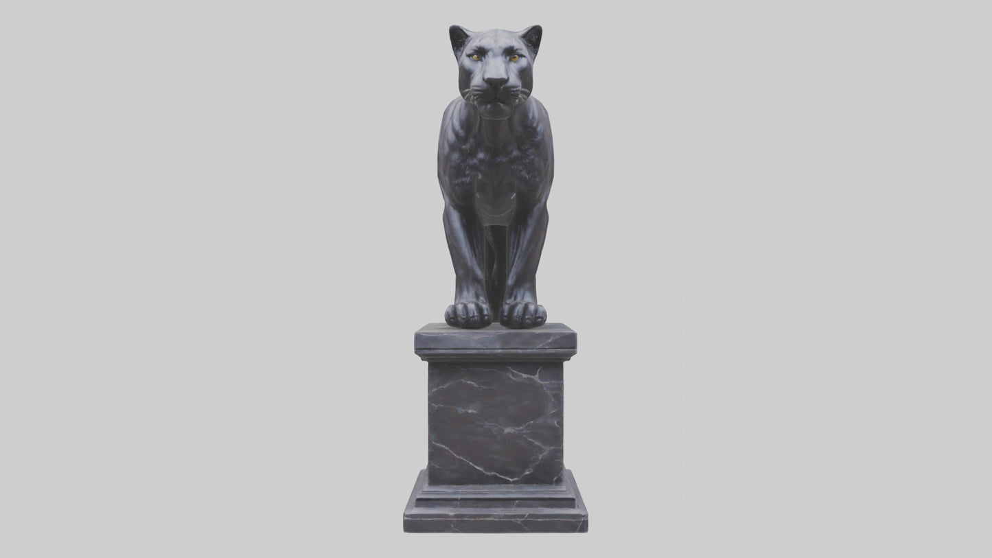 3D model Panther on pedestal statue model VR / AR / low-poly