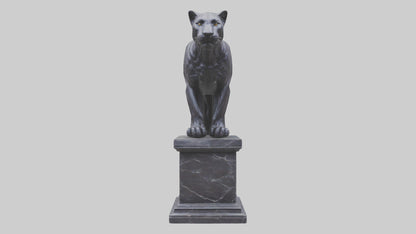 3D model Panther on pedestal statue model VR / AR / low-poly