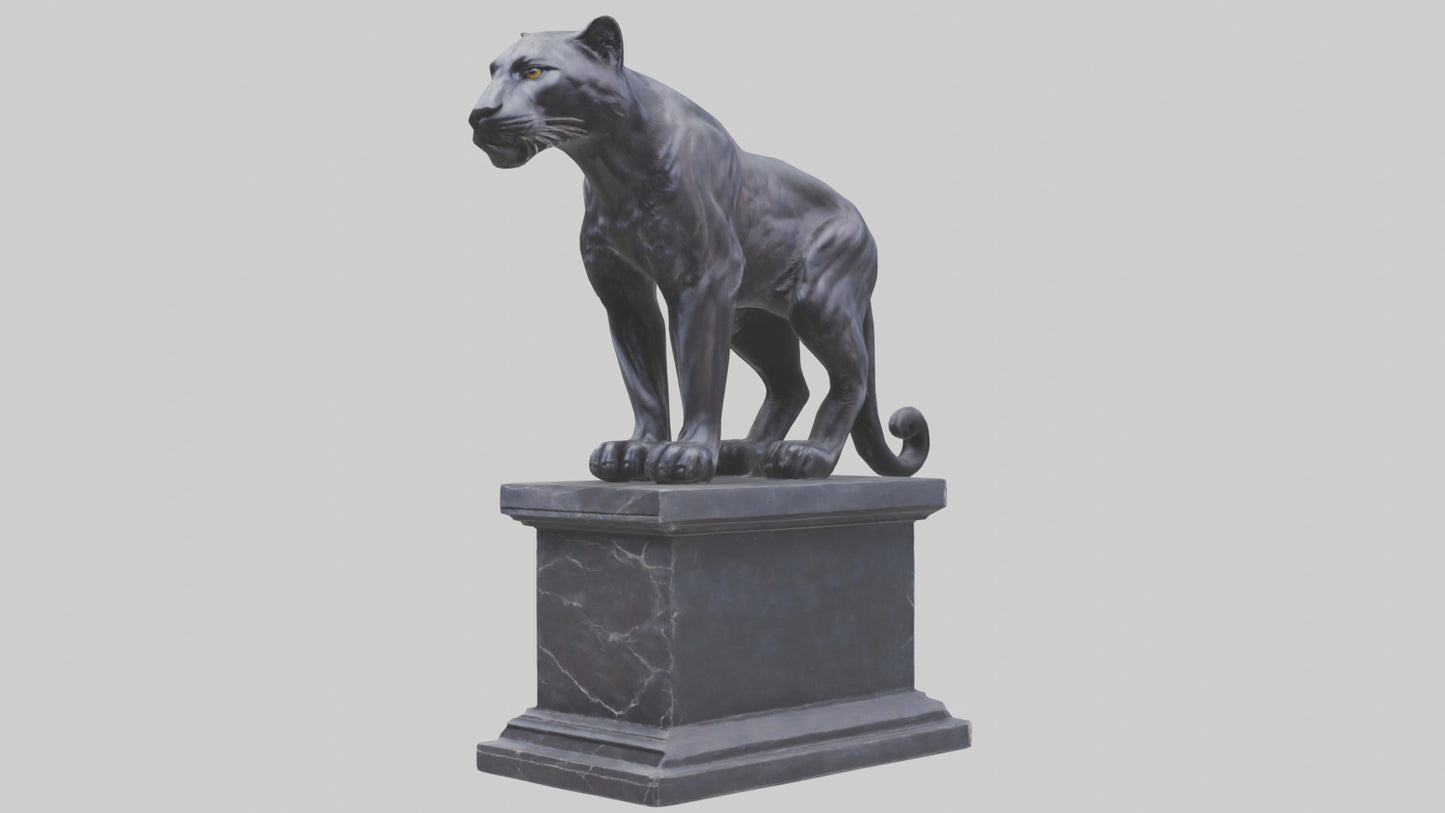 3D model Panther on pedestal statue model VR / AR / low-poly