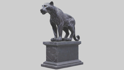 3D model Panther on pedestal statue model VR / AR / low-poly