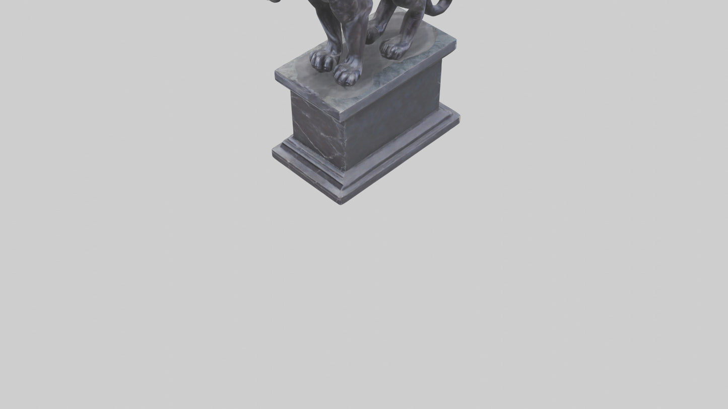 3D model Panther on pedestal statue model VR / AR / low-poly