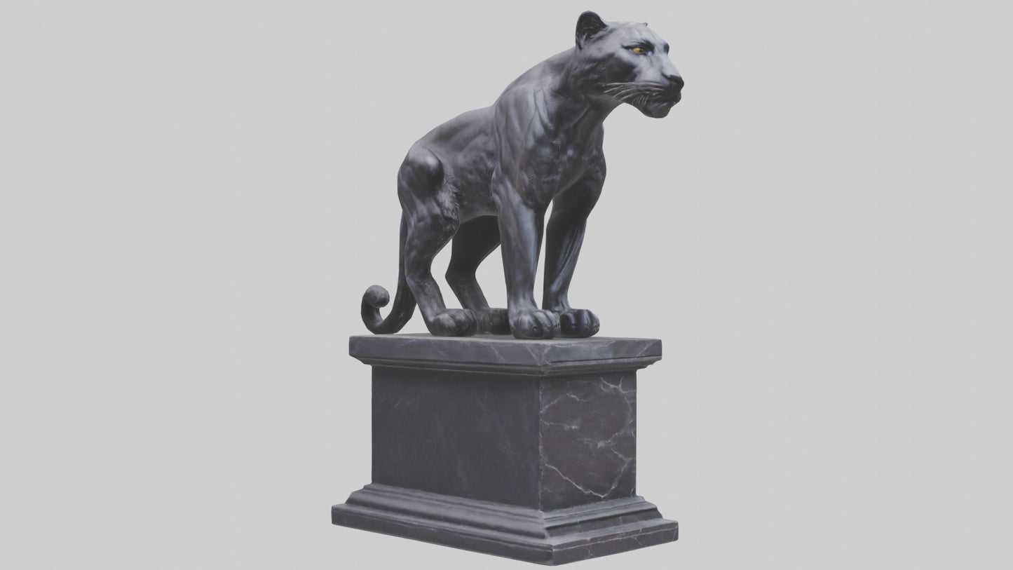 3D model Panther on pedestal statue model VR / AR / low-poly