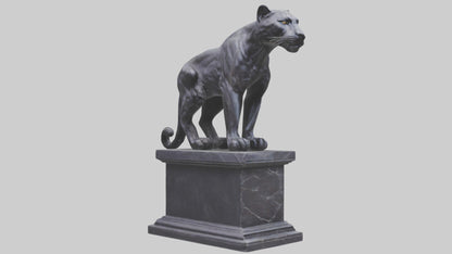 3D model Panther on pedestal statue model VR / AR / low-poly