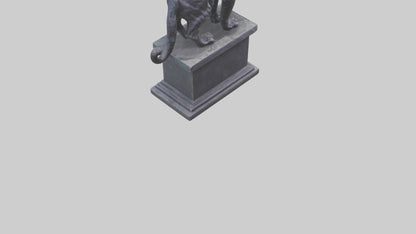3D model Panther on pedestal statue model VR / AR / low-poly