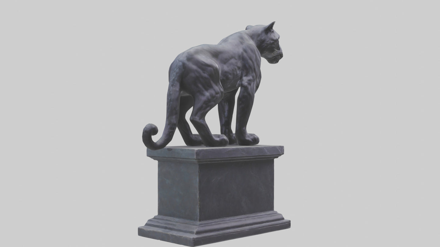 3D model Panther on pedestal statue model VR / AR / low-poly