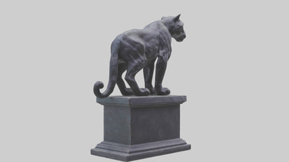 3D model Panther on pedestal statue model VR / AR / low-poly