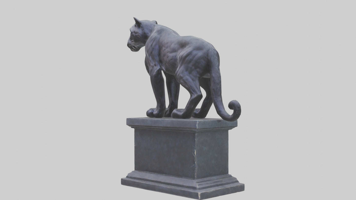 3D model Panther on pedestal statue model VR / AR / low-poly