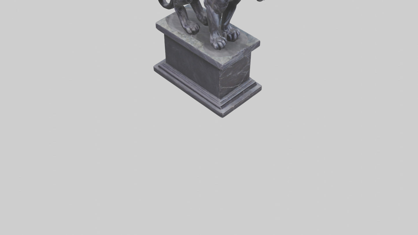 3D model Panther on pedestal statue model VR / AR / low-poly