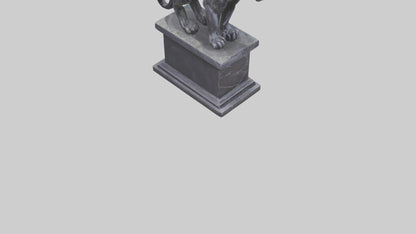 3D model Panther on pedestal statue model VR / AR / low-poly