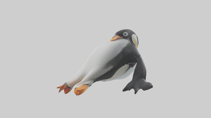 3D model Penguin sliding on belly model VR / AR / low-poly