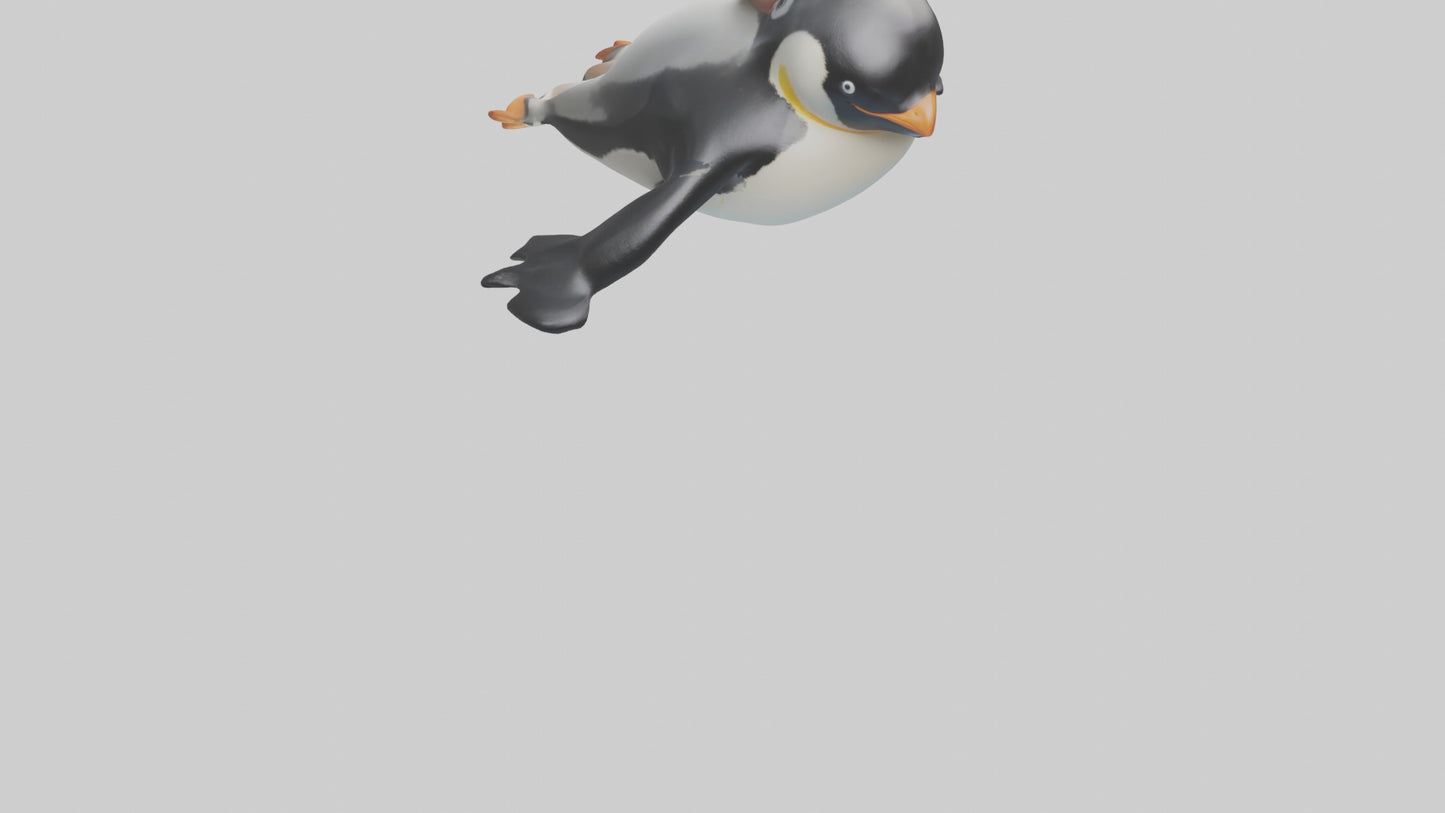 3D model Penguin sliding on belly model VR / AR / low-poly