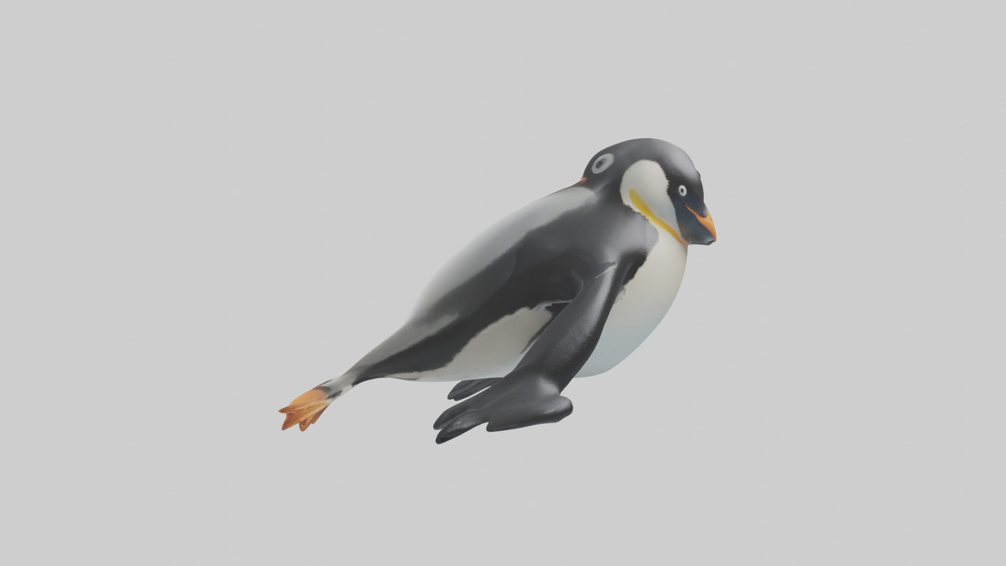 3D model Penguin sliding on belly model VR / AR / low-poly