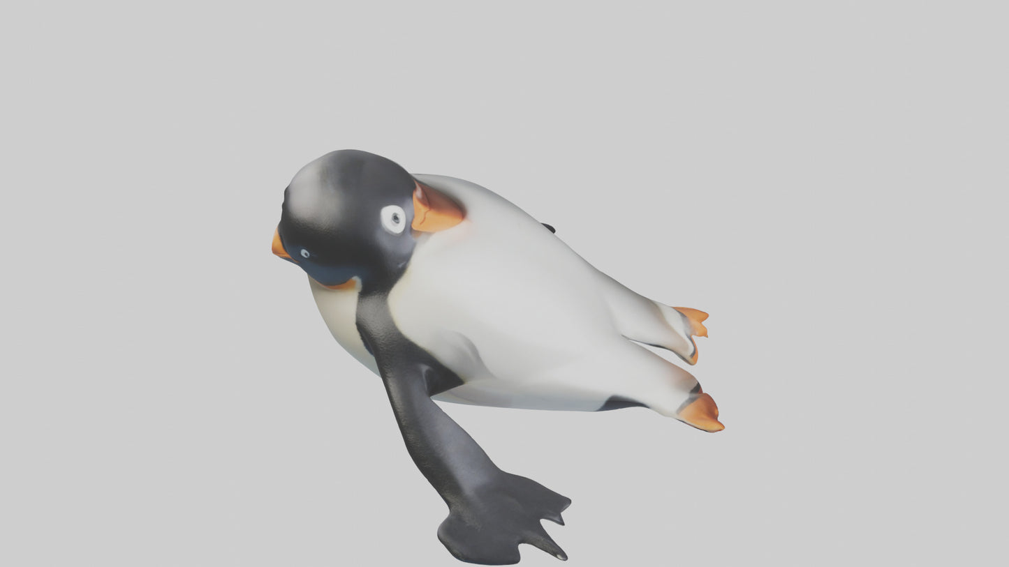 3D model Penguin sliding on belly model VR / AR / low-poly