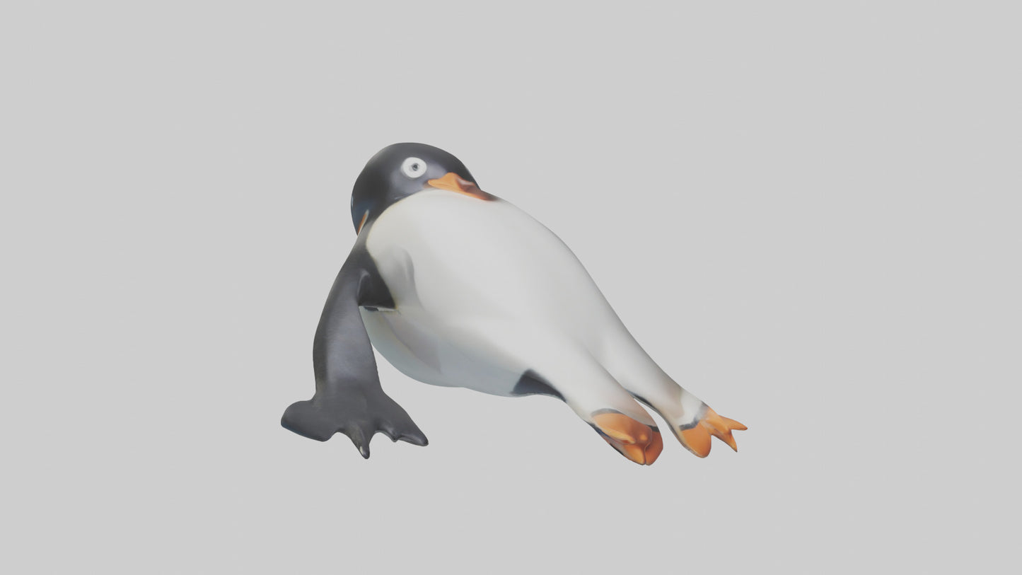 3D model Penguin sliding on belly model VR / AR / low-poly