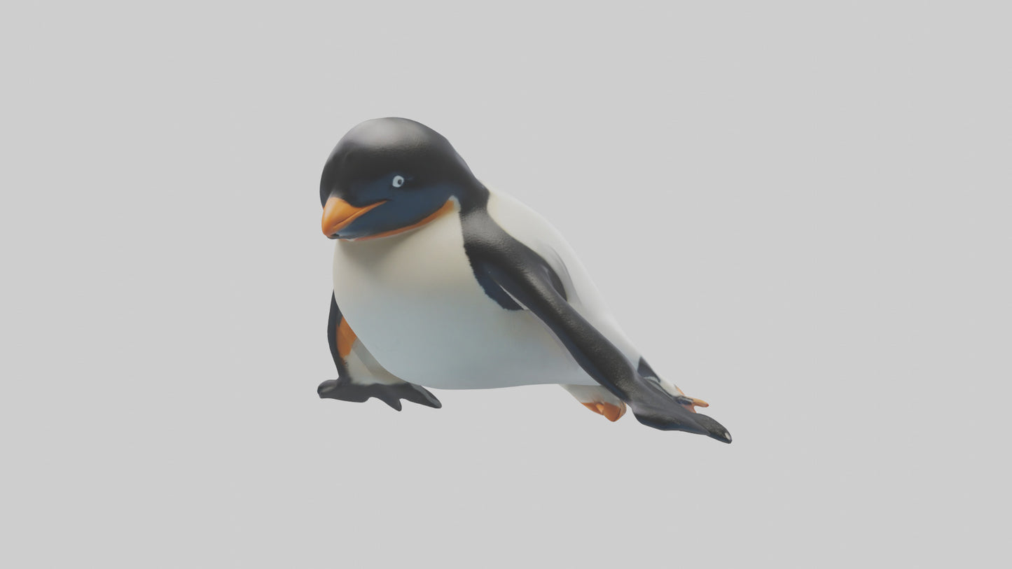 3D model Penguin sliding on belly model VR / AR / low-poly