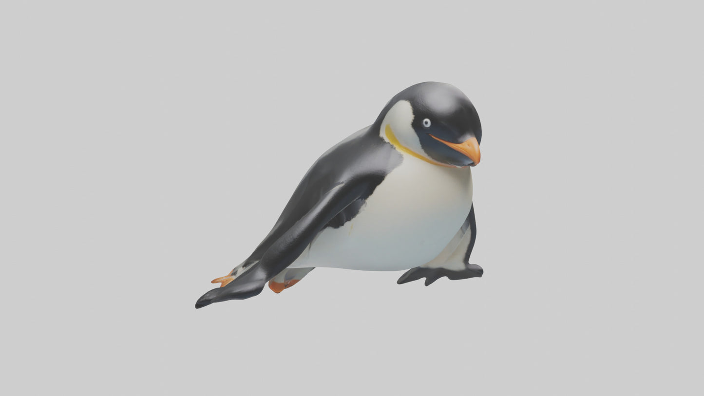 3D model Penguin sliding on belly model VR / AR / low-poly