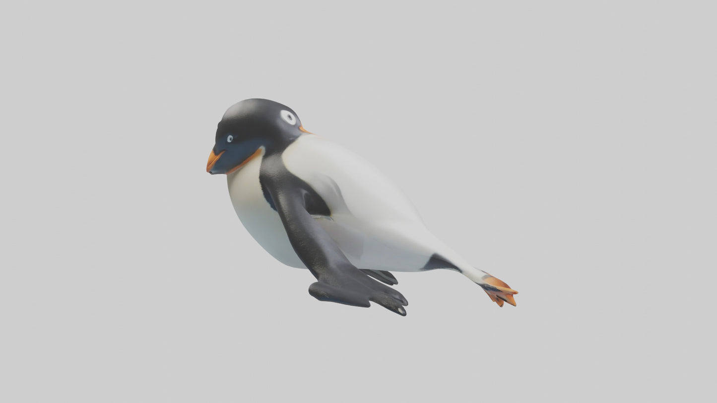 3D model Penguin sliding on belly model VR / AR / low-poly