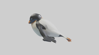 3D model Penguin sliding on belly model VR / AR / low-poly