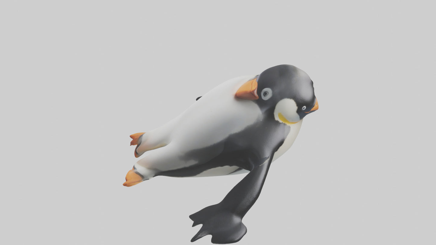 3D model Penguin sliding on belly model VR / AR / low-poly
