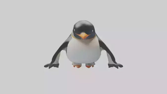 3D model Penguin sliding on belly model VR / AR / low-poly