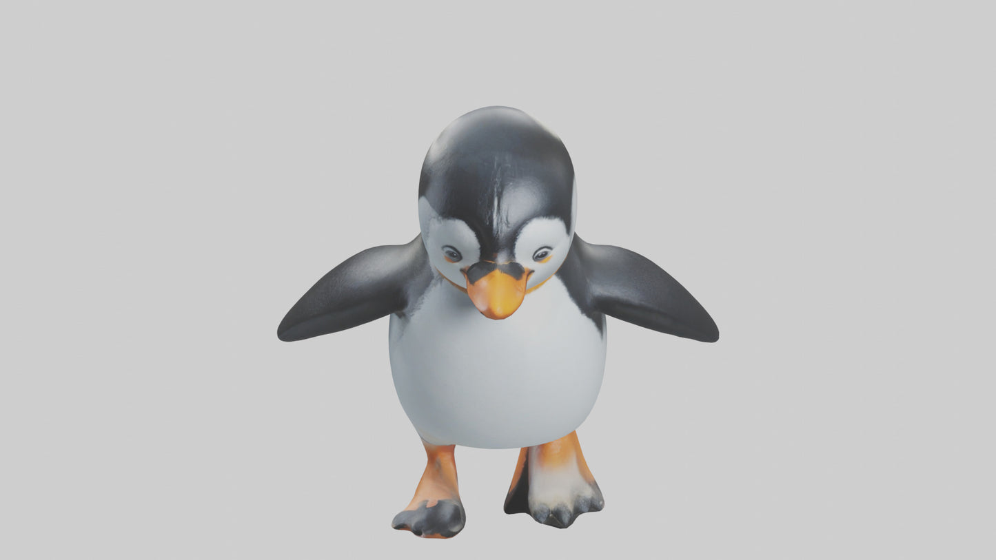 3D model Penguin waddling model VR / AR / low-poly