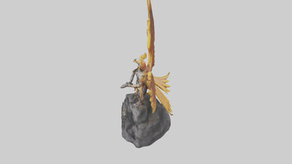 3D model Phoenix Rider statue model VR / AR / low-poly