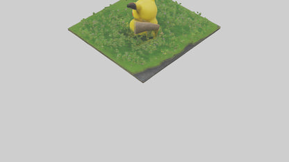 3D model Pika collecting grass model VR / AR / low-poly