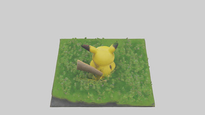3D model Pika collecting grass model VR / AR / low-poly