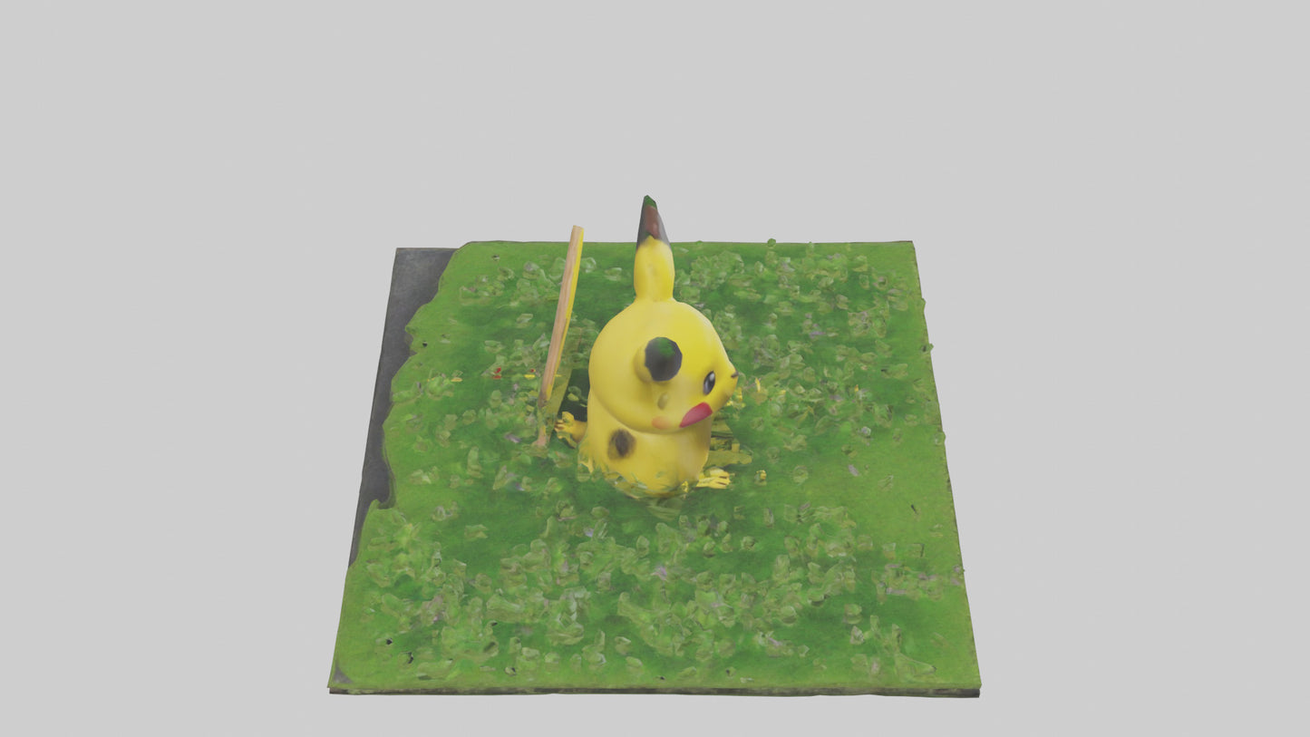 3D model Pika collecting grass model VR / AR / low-poly