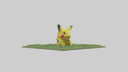 3D model Pika collecting grass model VR / AR / low-poly
